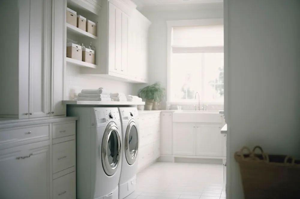 Bosch dryer and washer in laundry room