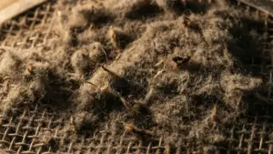 Clogged dryer vent screen with lint and dust