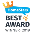 HomeStars Best of Award Winner 2019 badge awarded to our appliance repair service in Ottawa.